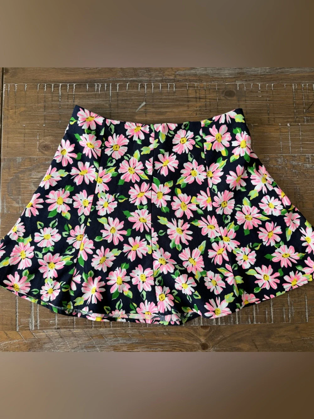 Lush Black Skater Skirt with Pink Floral Print